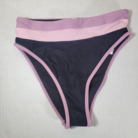 Salt & Cove Women Two Piece Lilac & Black Tankini Swimsuit Set Size S - Picture 5 of 14